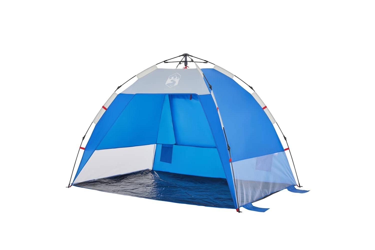 Vidaxl Beach Tent 2-person Azure Blue Quick Release Waterproof-4