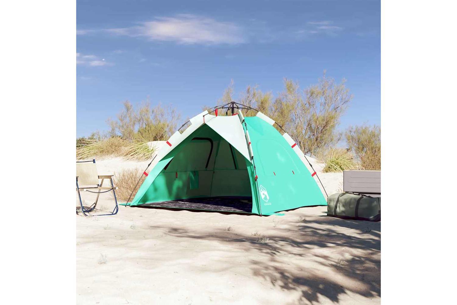 Vidaxl Beach Tent 3-person Sea Green Quick Release Waterproof-3