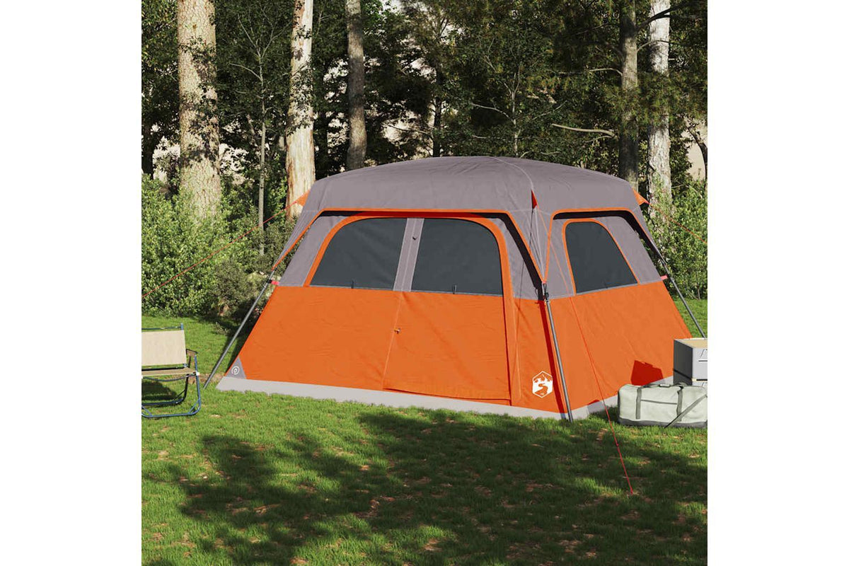 Vidaxl Family Tent Cabin 6-person Orange Waterproof-3