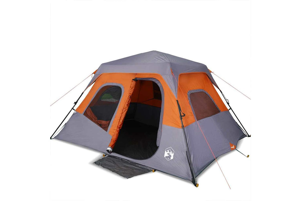 Vidaxl Family Tent 6-person Grey And Orange Quick Release Waterproof