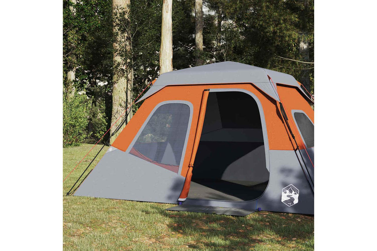 Vidaxl Family Tent 6-person Grey And Orange Quick Release Waterproof-4