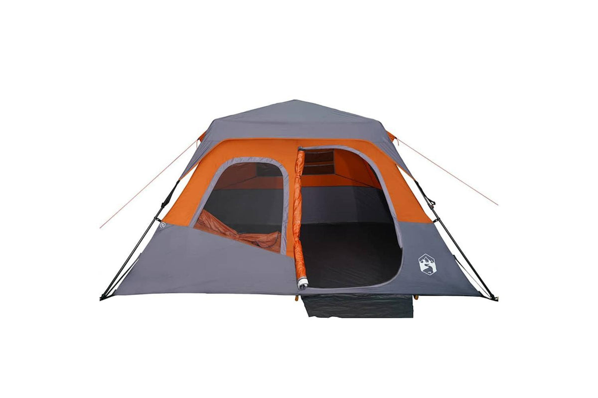 Vidaxl Family Tent 6-person Grey And Orange Quick Release Waterproof-5