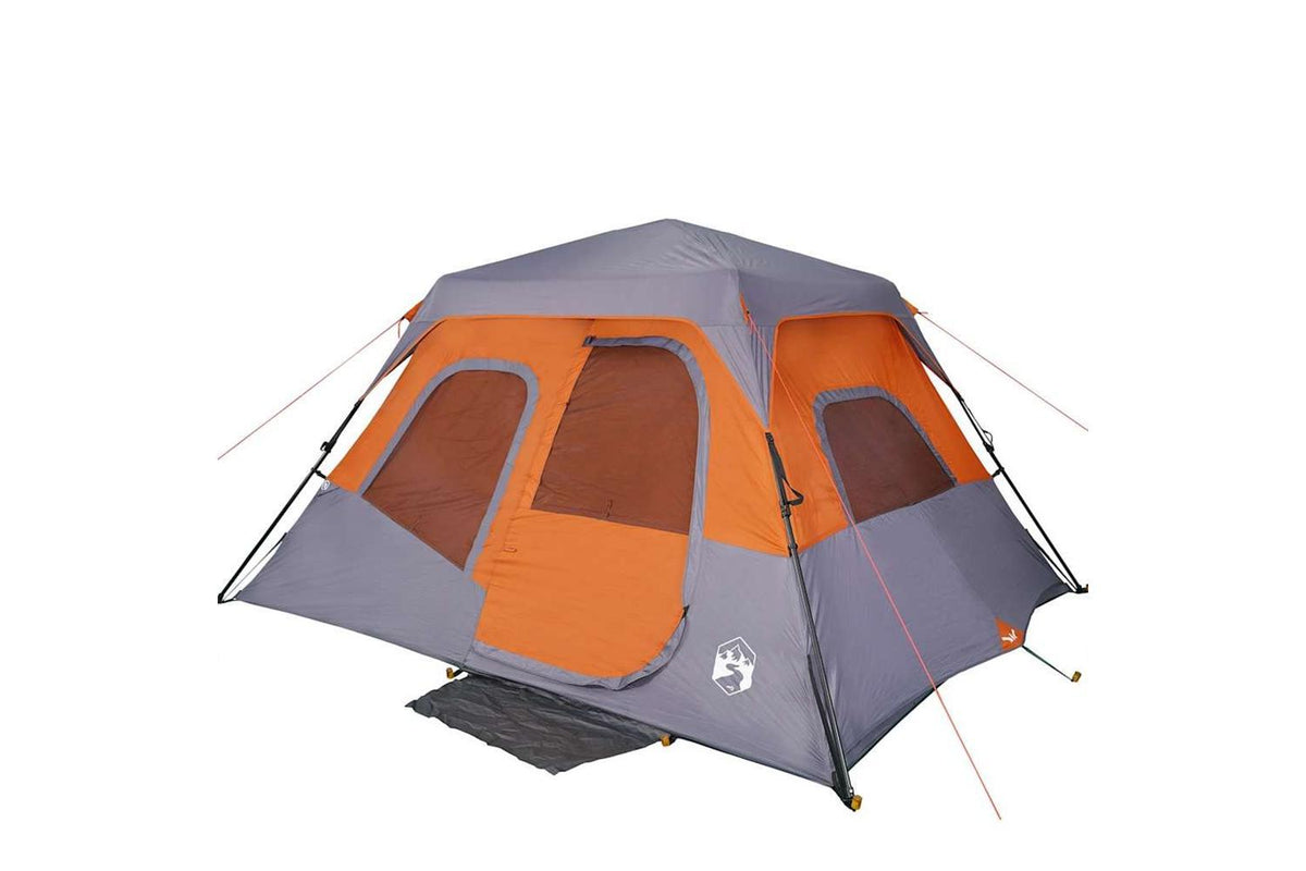 Vidaxl Family Tent 6-person Grey And Orange Quick Release Waterproof-6