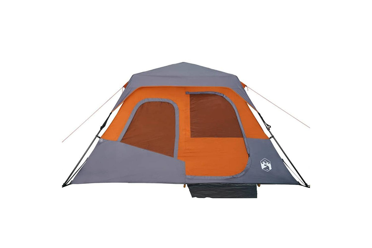 Vidaxl Family Tent 6-person Grey And Orange Quick Release Waterproof-7