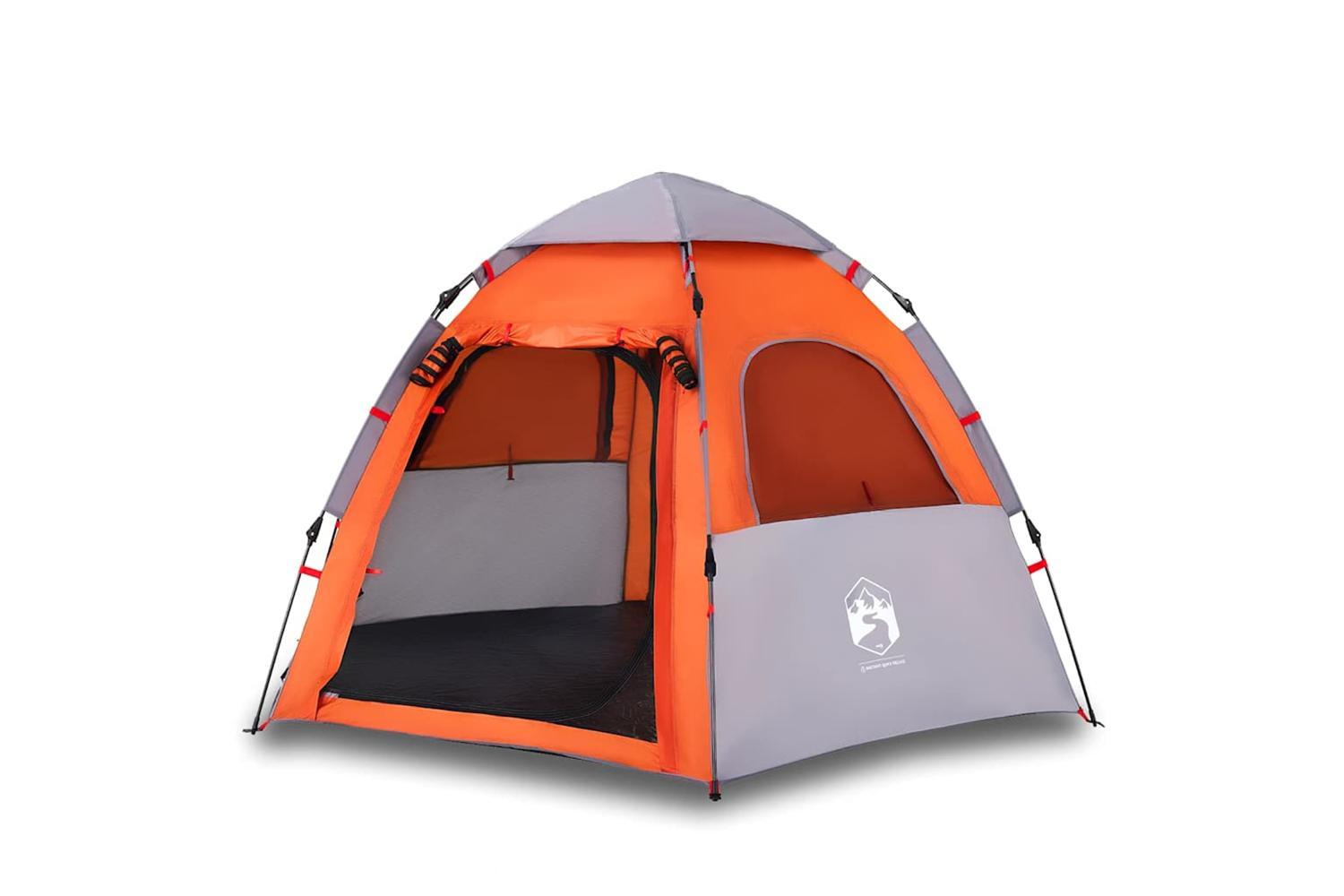 Vidaxl Camping Tent Cabin 4-person Grey And Orange Quick Release-2