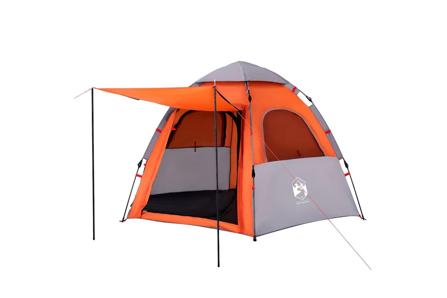 Vidaxl Camping Tent Cabin 4-person Grey And Orange Quick Release-8