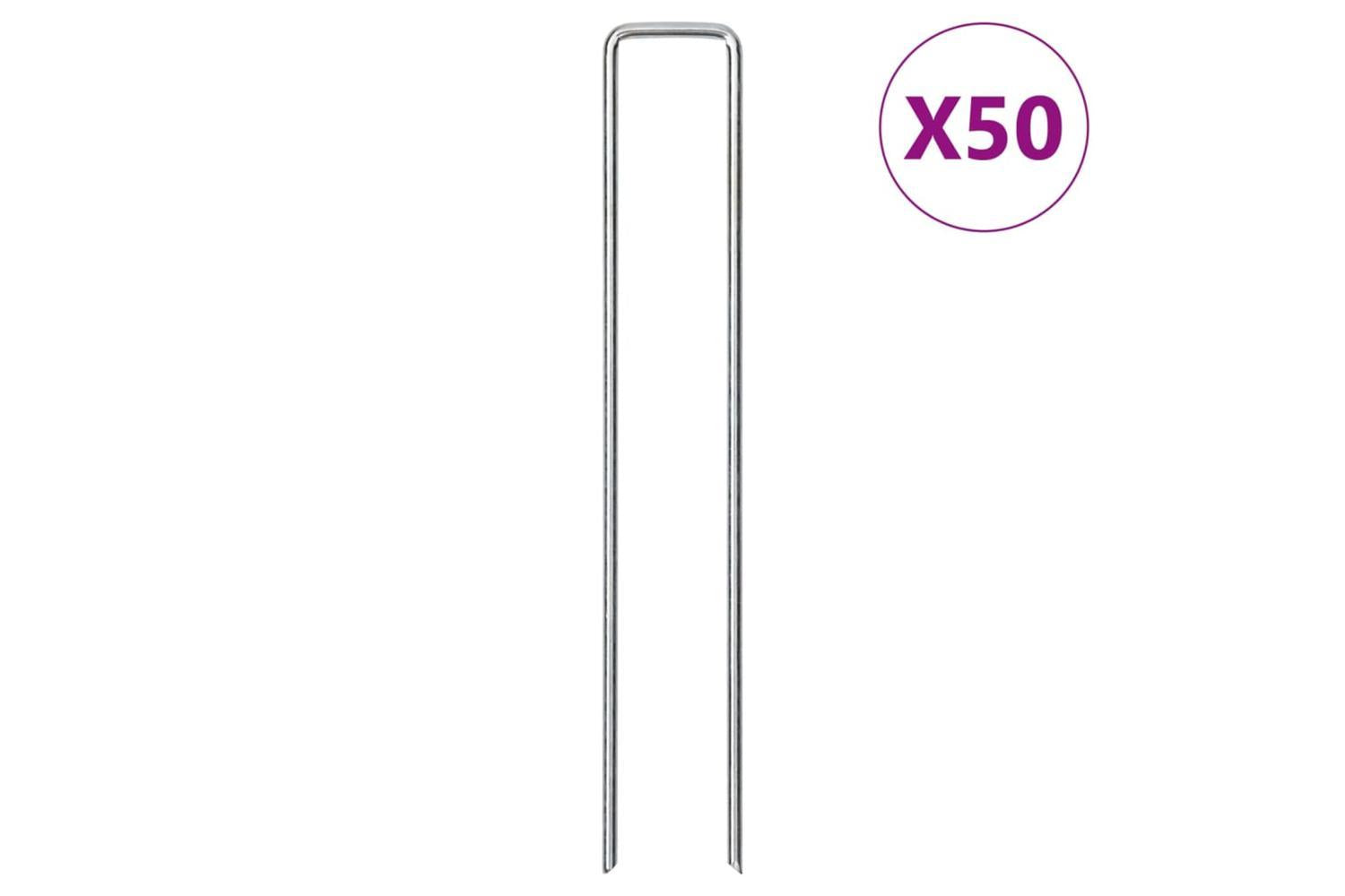 Vidaxl Ground Pegs U Shape 50 Pcs 20x4 Cm Galvanised Steel