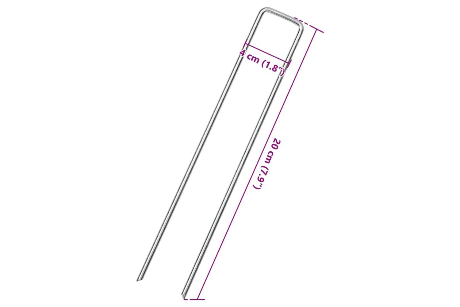 Vidaxl Ground Pegs U Shape 50 Pcs 20x4 Cm Galvanised Steel-5