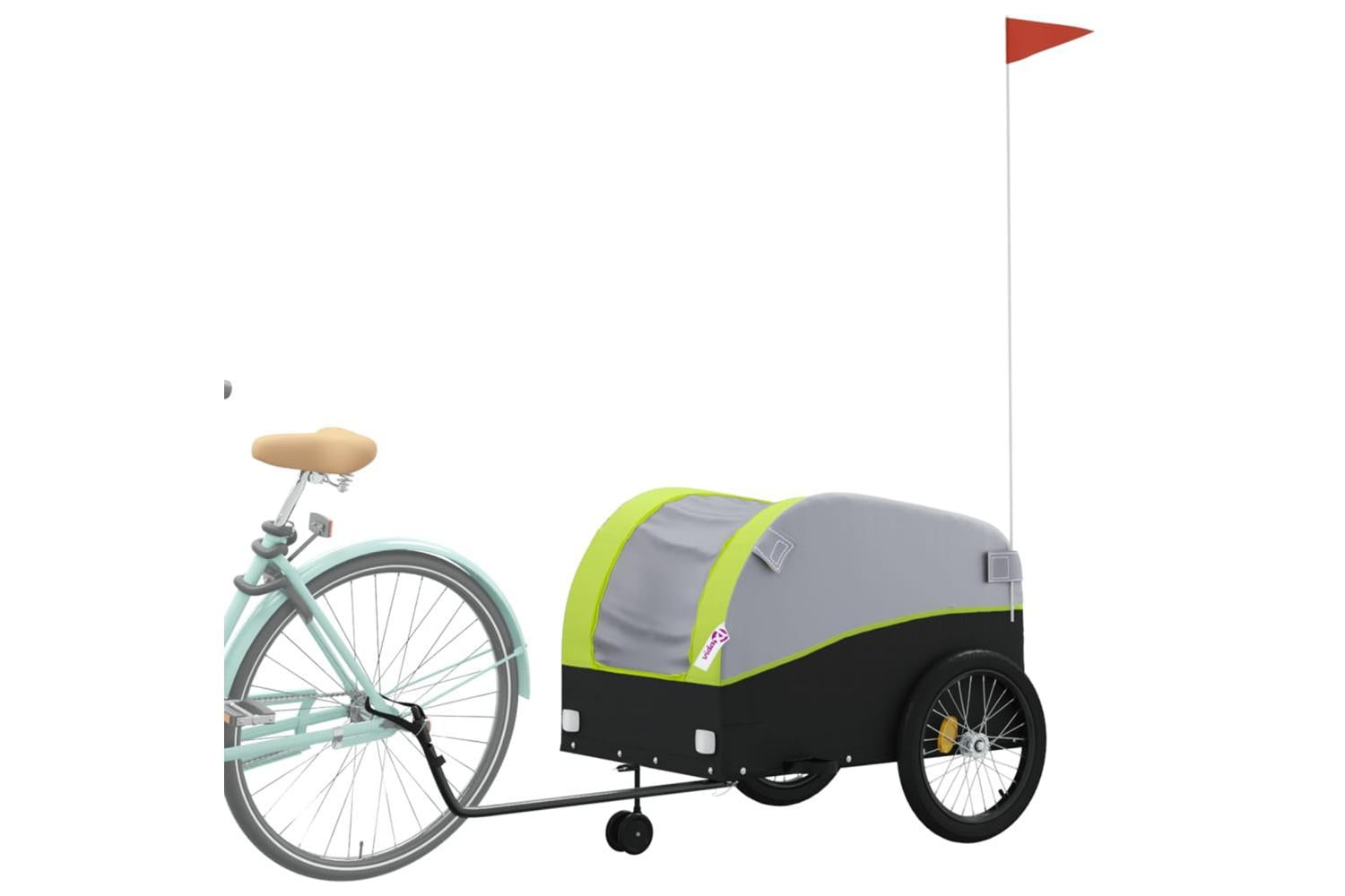 Vidaxl Bike Trailer Black And Green 45 Kg Iron-3
