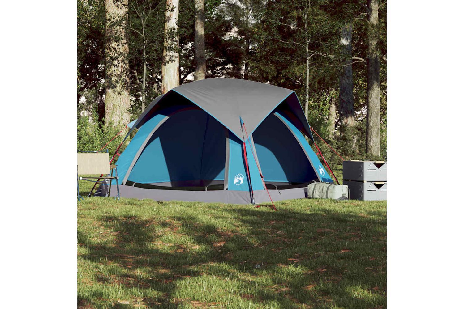 Vidaxl Camping Tent Cabin 4-person Blue Waterproof-4