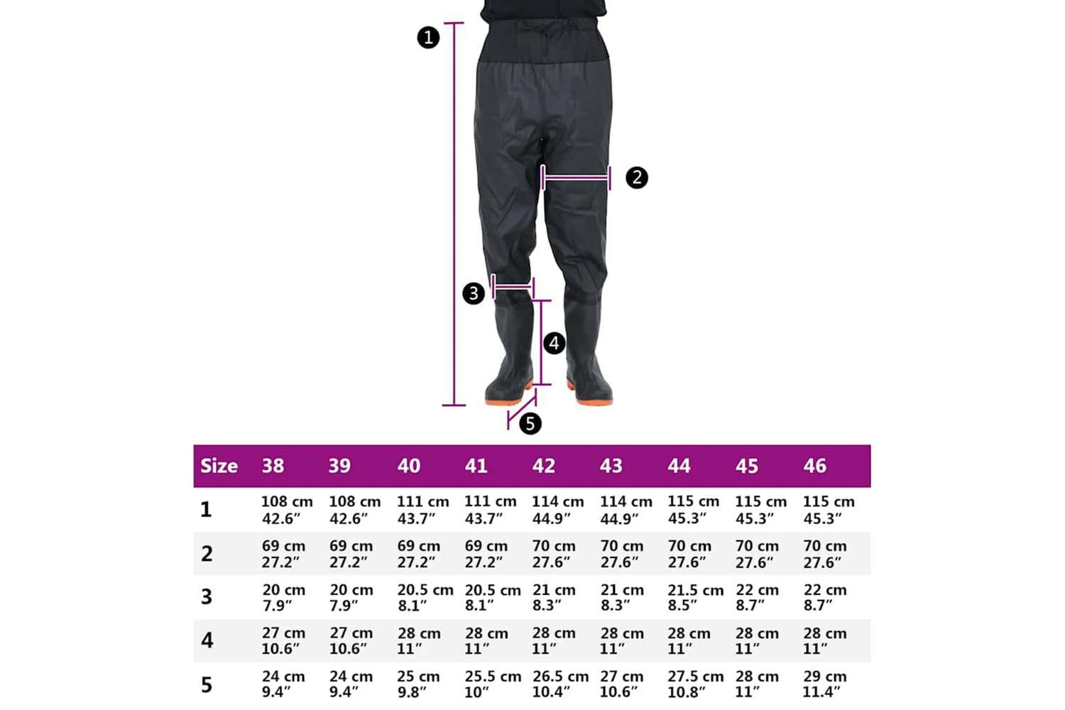 Vidaxl Waist Waders With Boots Black Size 42-7