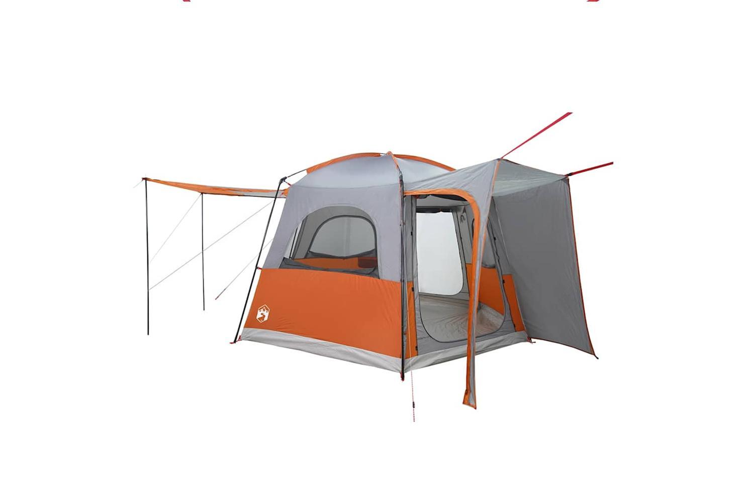 Vidaxl Car Tent 4-person Grey And Orange Waterproof-3