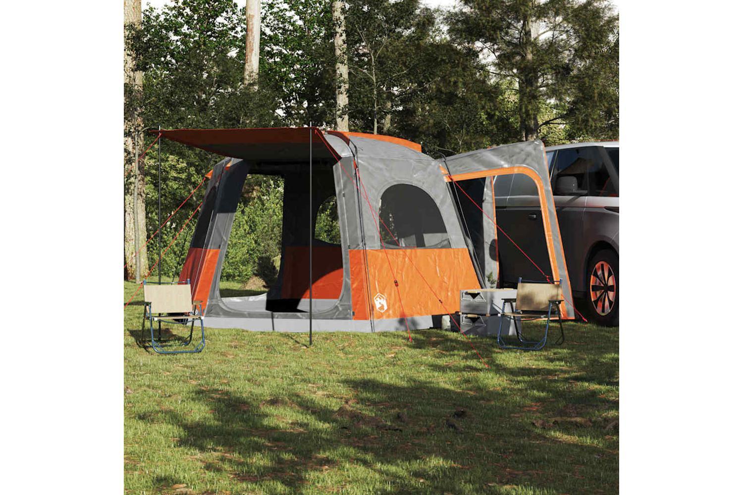 Vidaxl Car Tent 4-person Grey And Orange Waterproof-4