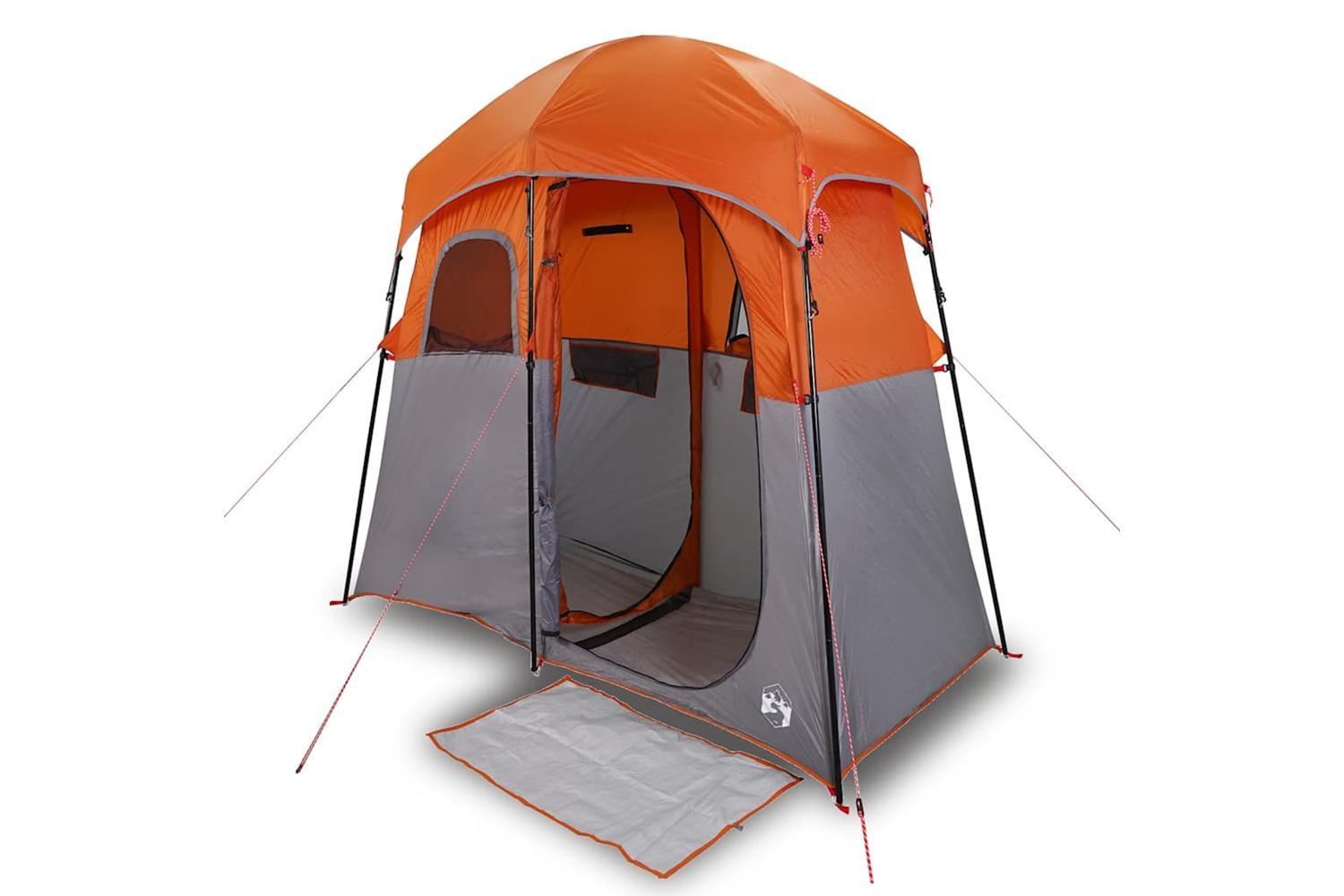 Vidaxl Shower Tent 2-person Grey And Orange Waterproof-2