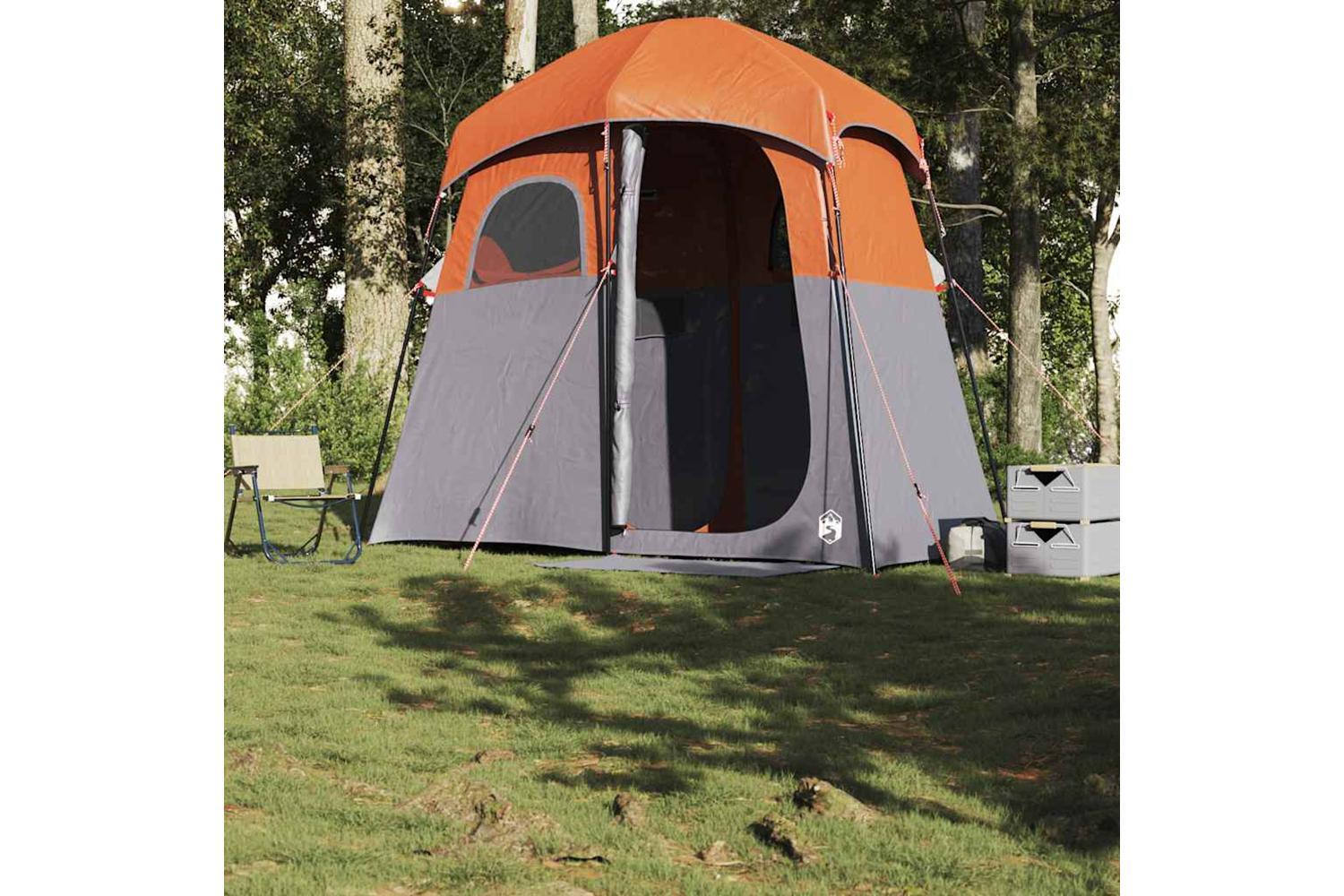 Vidaxl Shower Tent 2-person Grey And Orange Waterproof-3
