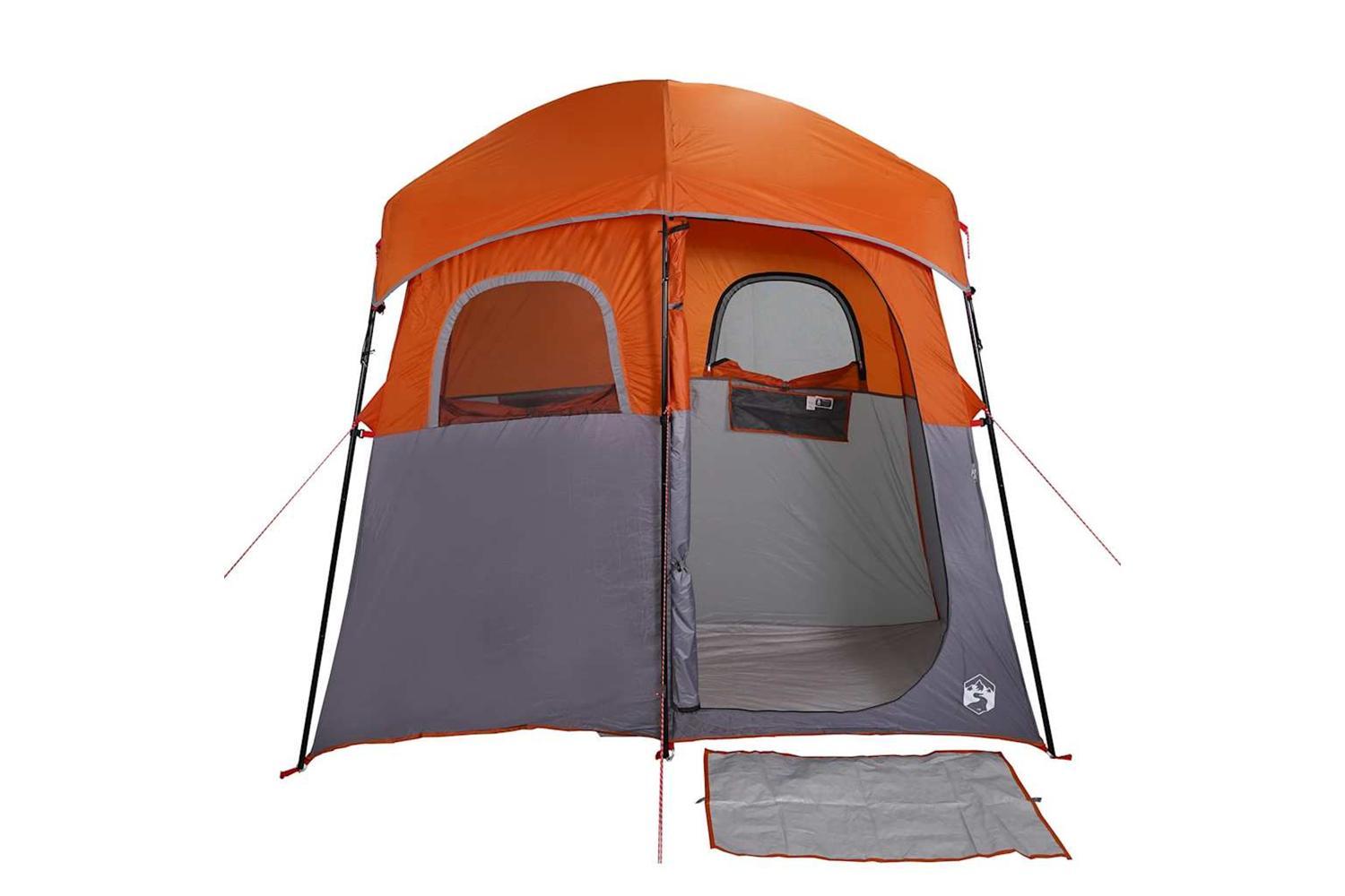 Vidaxl Shower Tent 2-person Grey And Orange Waterproof-6