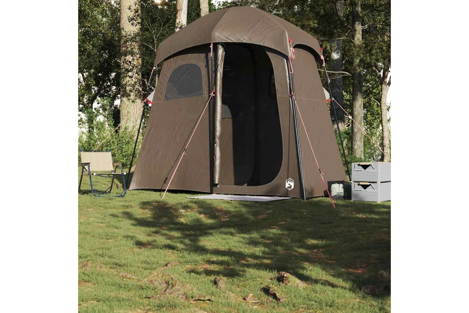 Vidaxl Shower Tent 2-person Brown Waterproof-3
