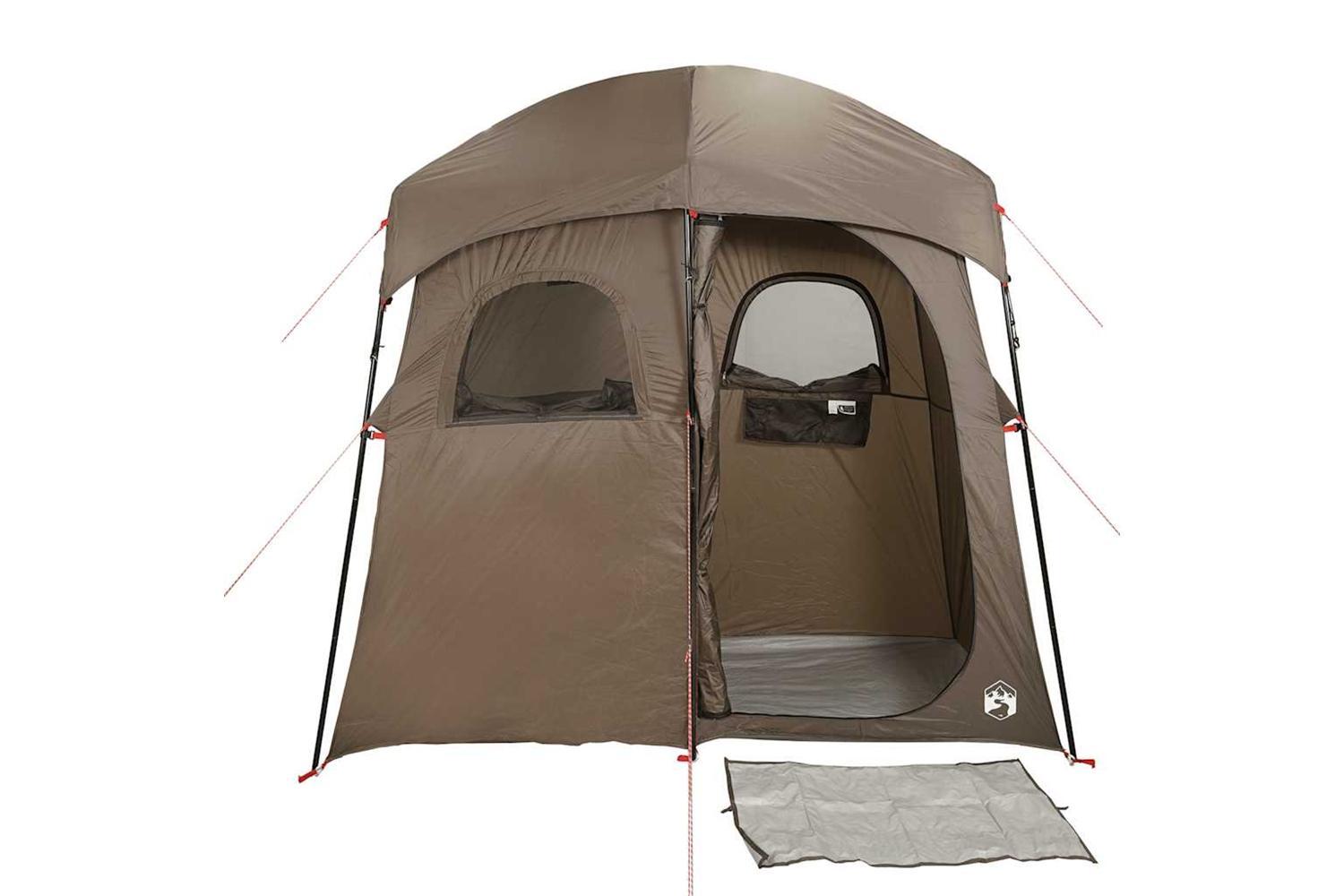 Vidaxl Shower Tent 2-person Brown Waterproof-6