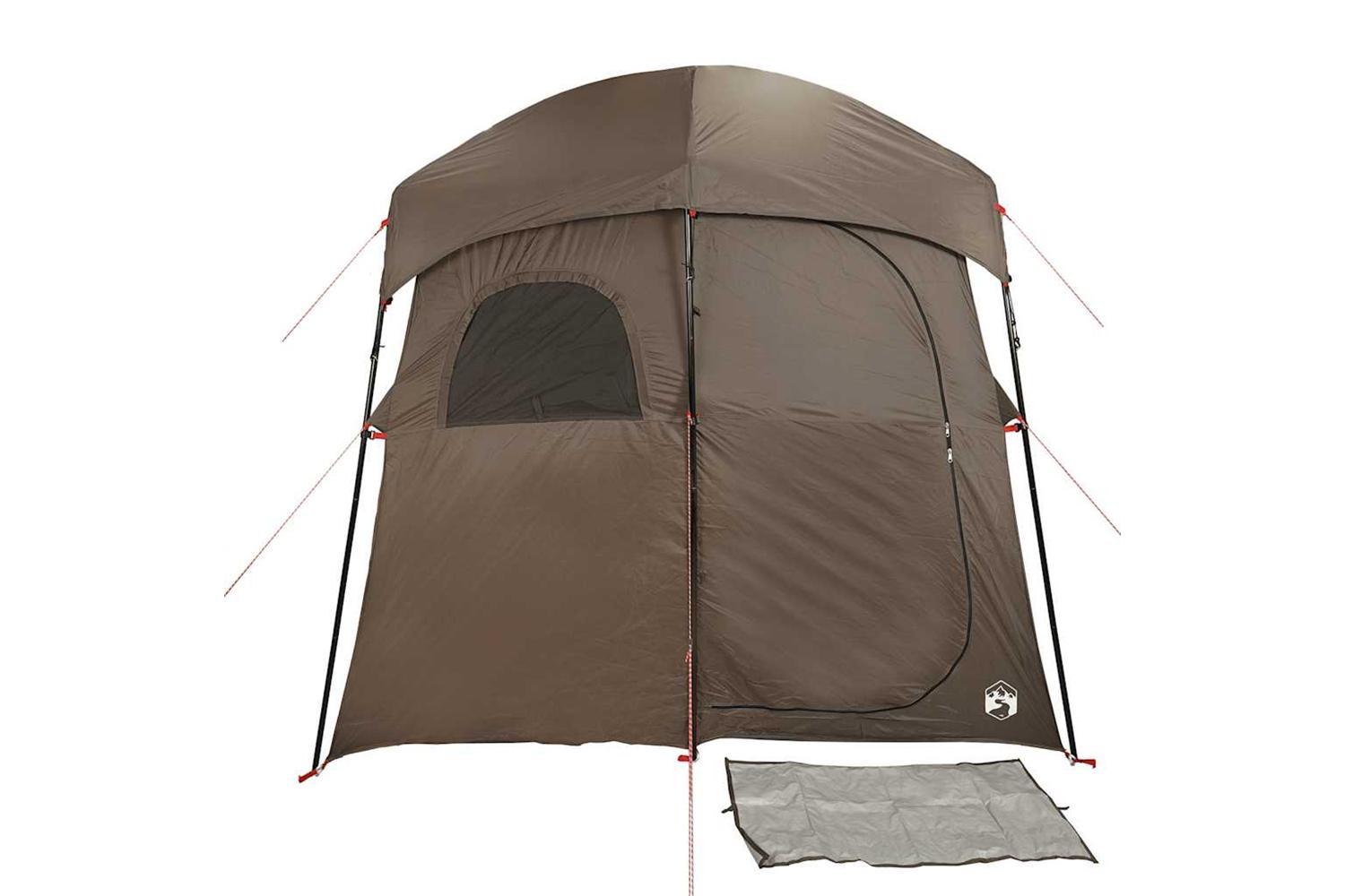 Vidaxl Shower Tent 2-person Brown Waterproof-7