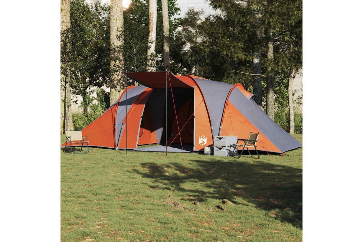 Vidaxl Family Tent Dome 6-person Grey And Orange Waterproof-4