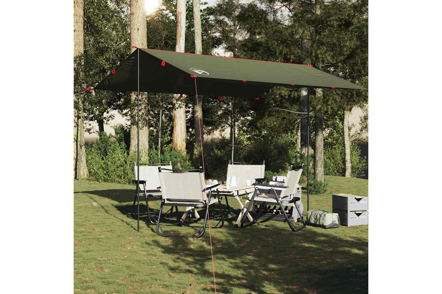 Vidaxl Camping Tarp Olive Green 366x306 Cm Waterproof-3