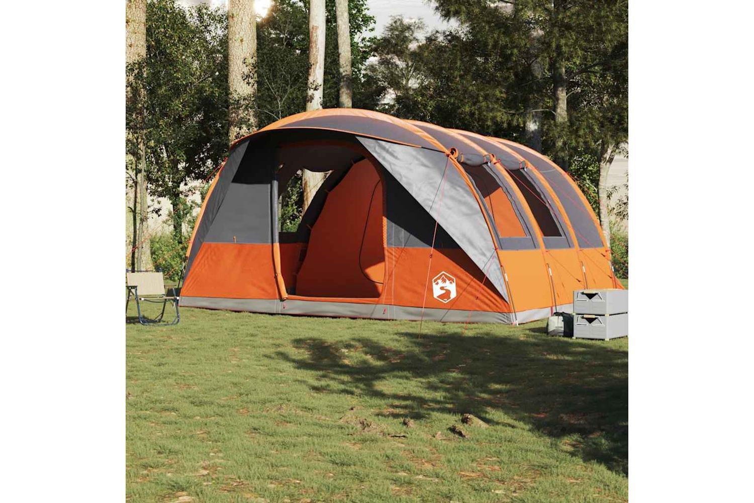 Vidaxl Camping Tent Tunnel 5-person Grey And Orange Waterproof-3