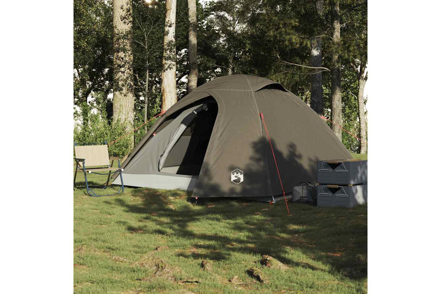 Vidaxl Camping Tent Dome 4-person Brown Waterproof-3