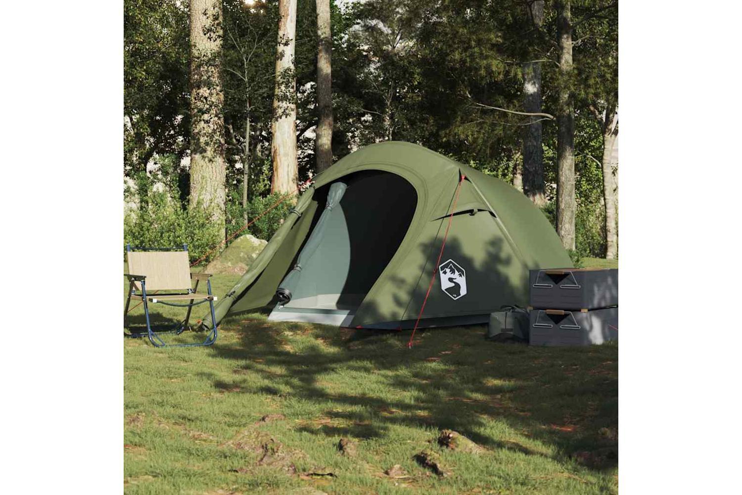 Vidaxl Camping Tent Tunnel 3-person Olive Green Waterproof-3