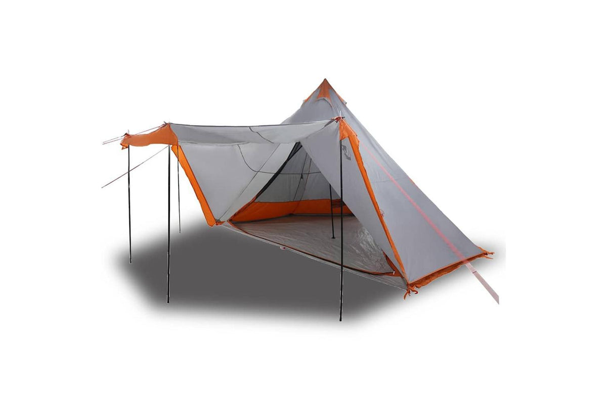 Vidaxl Family Tent Tipi 8-person Grey And Orange Waterproof-2