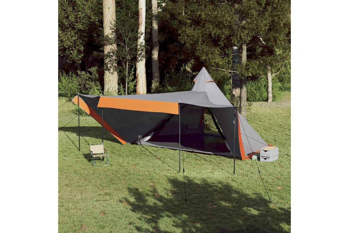 Vidaxl Family Tent Tipi 8-person Grey And Orange Waterproof-4