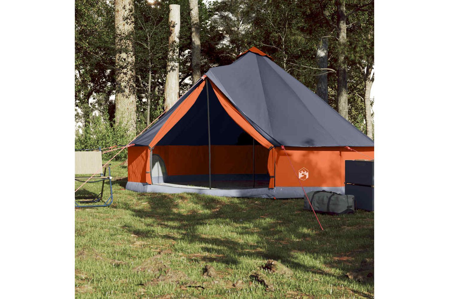 Vidaxl Family Tent Tipi 6-person Grey And Orange Waterproof-3