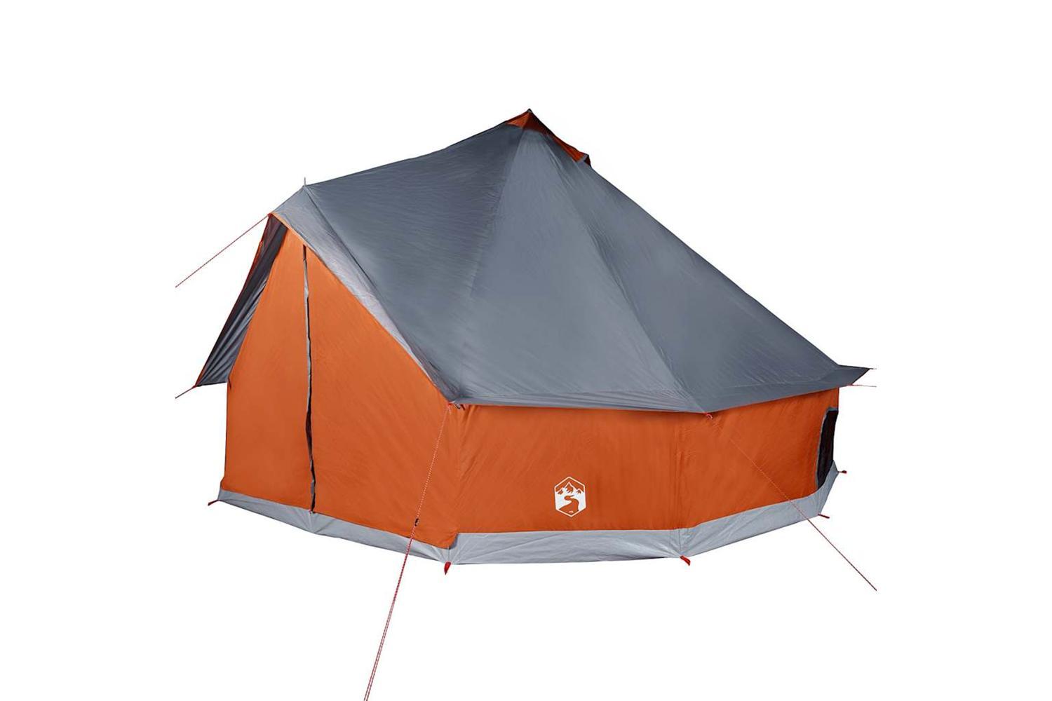 Vidaxl Family Tent Tipi 6-person Grey And Orange Waterproof-6