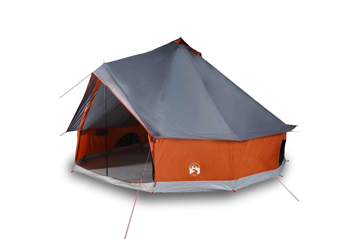 Vidaxl Family Tent Tipi 6-person Grey And Orange Waterproof-7