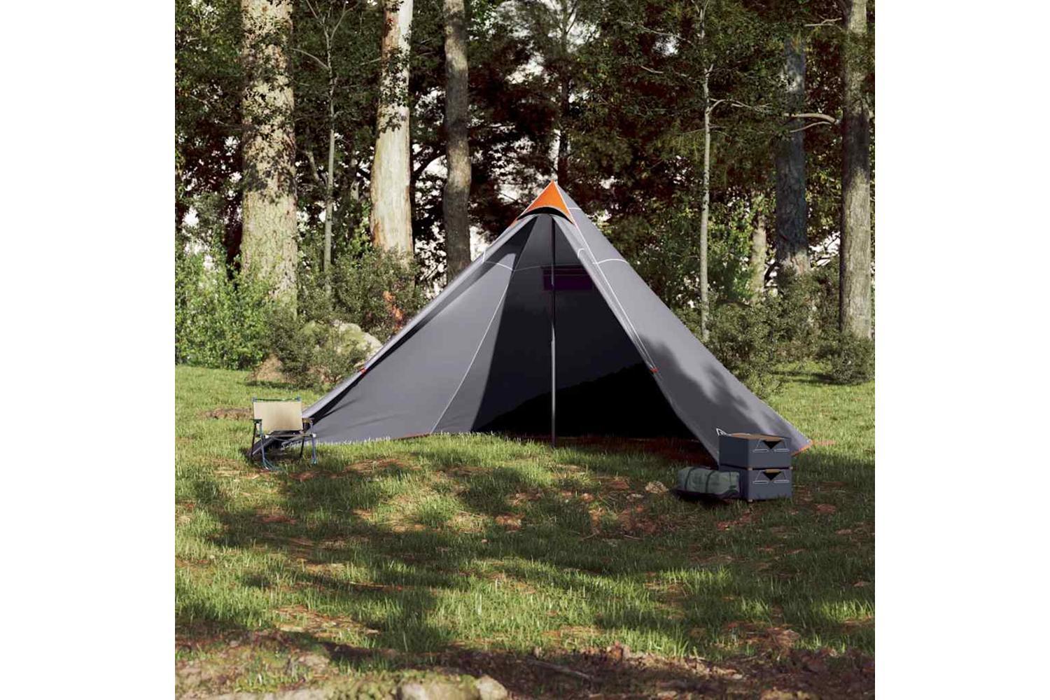 Vidaxl Family Tent Tipi 7-person Grey And Orange Waterproof-3