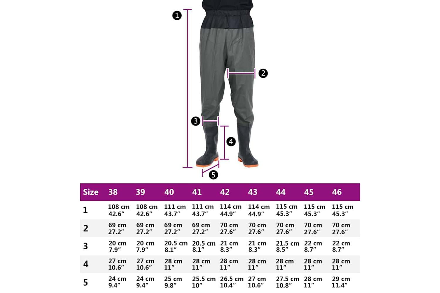 Vidaxl Waist Waders With Boots Dark Green Size 39-7