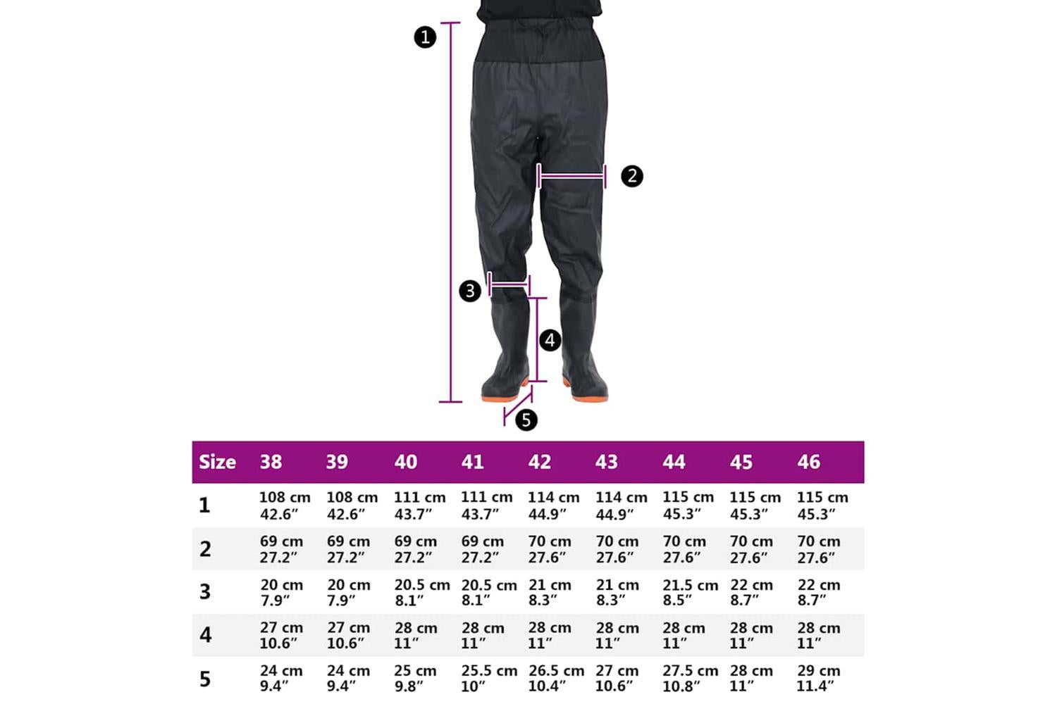 Vidaxl Waist Waders With Boots Black Size 44-7