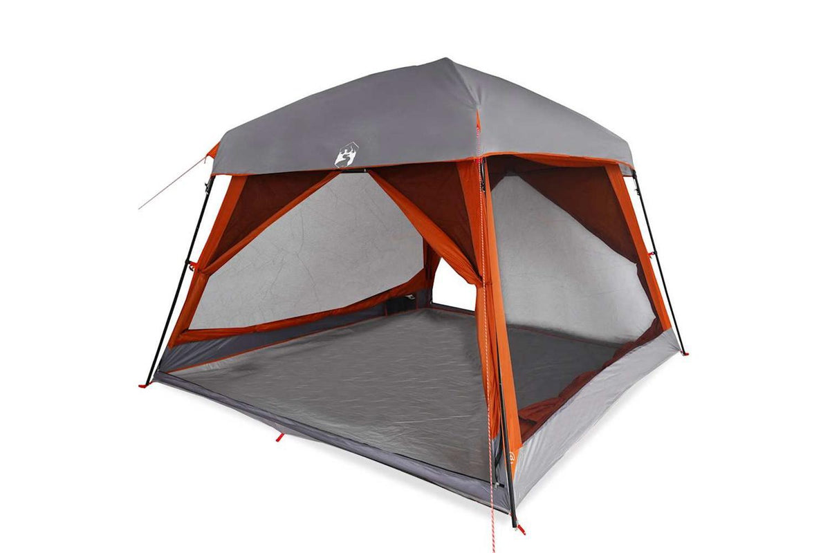Vidaxl Family Tent Cabin 6-person Grey And Orange Waterproof-2