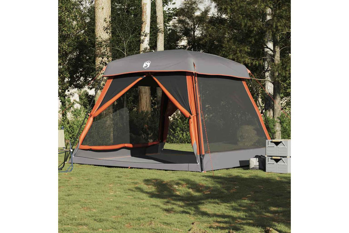 Vidaxl Family Tent Cabin 6-person Grey And Orange Waterproof-4