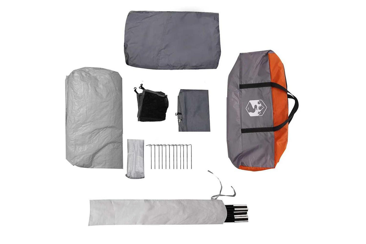 Vidaxl Family Tent Tunnel 8-person Grey And Orange Waterproof-10