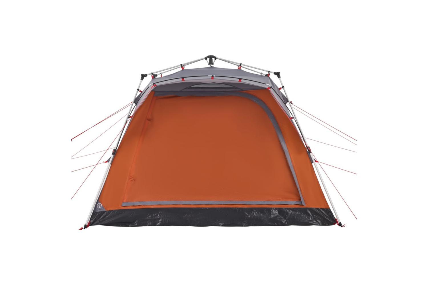 Vidaxl Camping Tent Cabin 4-person Grey And Orange Quick Release-5