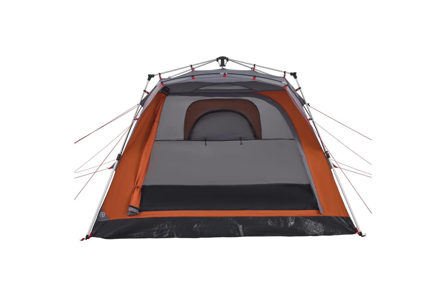 Vidaxl Camping Tent Cabin 4-person Grey And Orange Quick Release-6