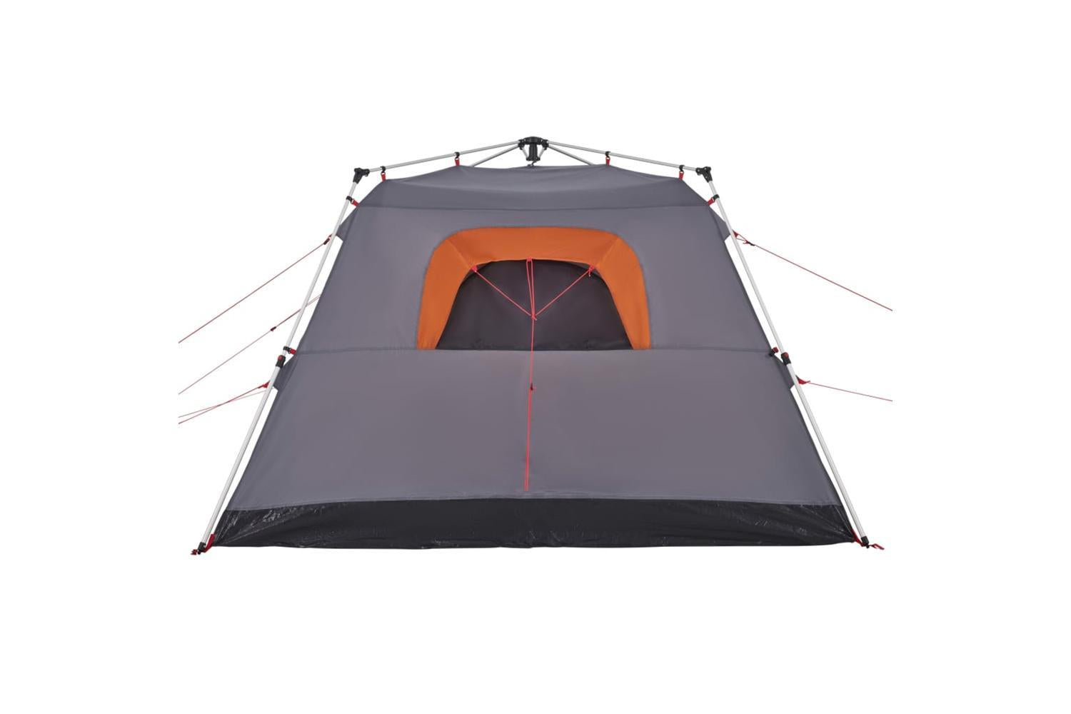 Vidaxl Camping Tent Cabin 4-person Grey And Orange Quick Release-8