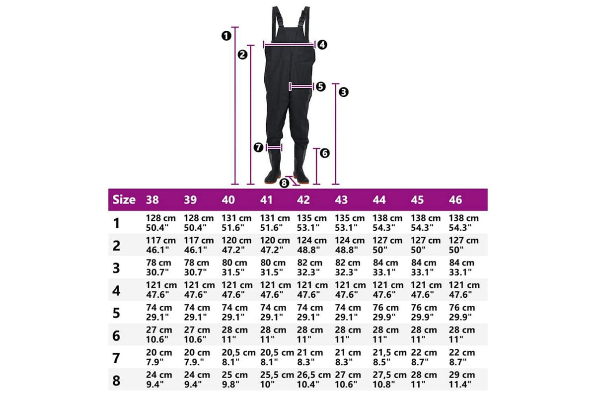 Vidaxl Chest Waders With Boots Black Size 38-8