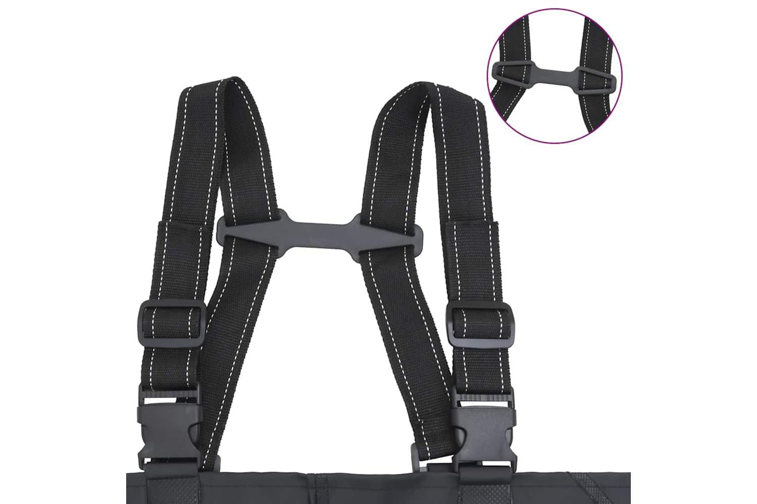 Vidaxl Chest Waders With Boots And Belt Black Size 39-5