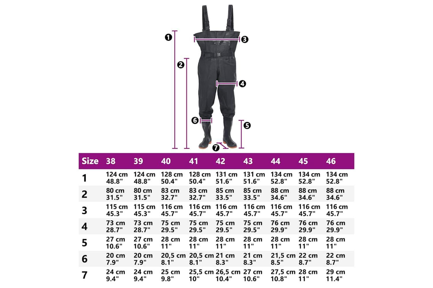 Vidaxl Chest Waders With Boots And Belt Black Size 39-9