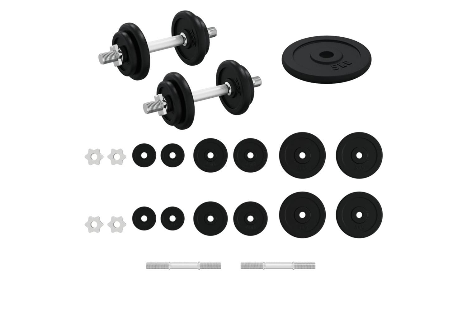 Vidaxl Dumbbell With Plates Set 40 Kg Cast Iron & Chrome Plated Steel-2