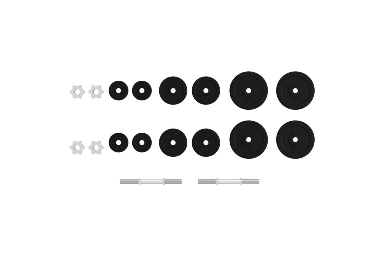 Vidaxl Dumbbell With Plates Set 40 Kg Cast Iron & Chrome Plated Steel-9