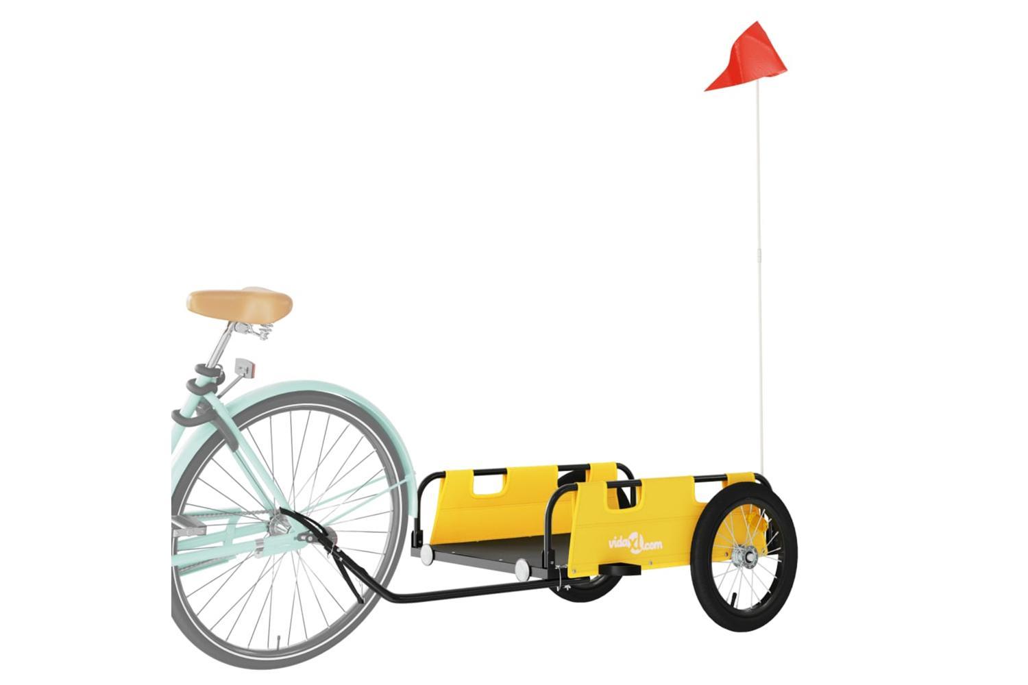 Vidaxl Bike Trailer Yellow Oxford Fabric And Iron-3