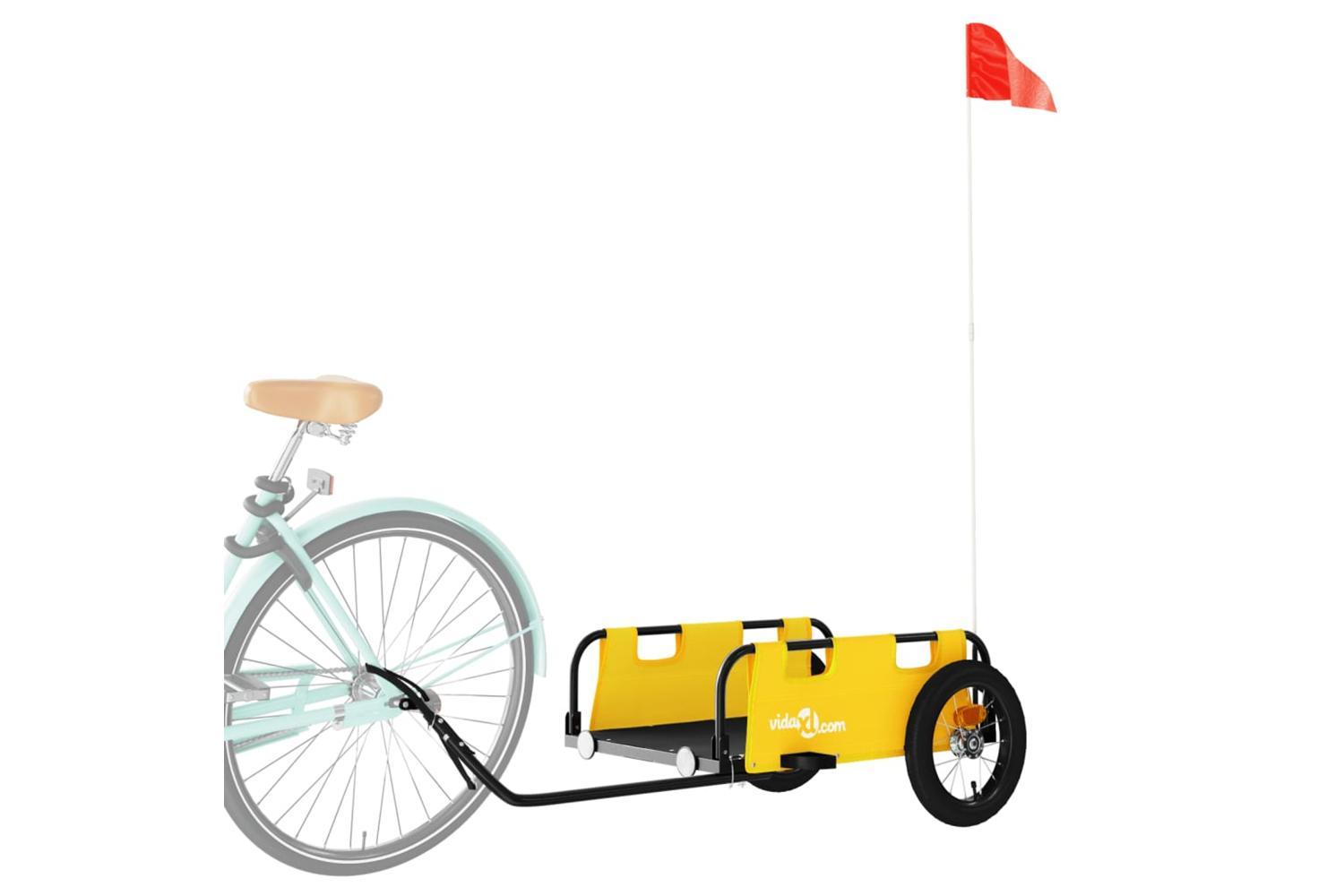 Vidaxl Bike Trailer Yellow Oxford Fabric And Iron-3