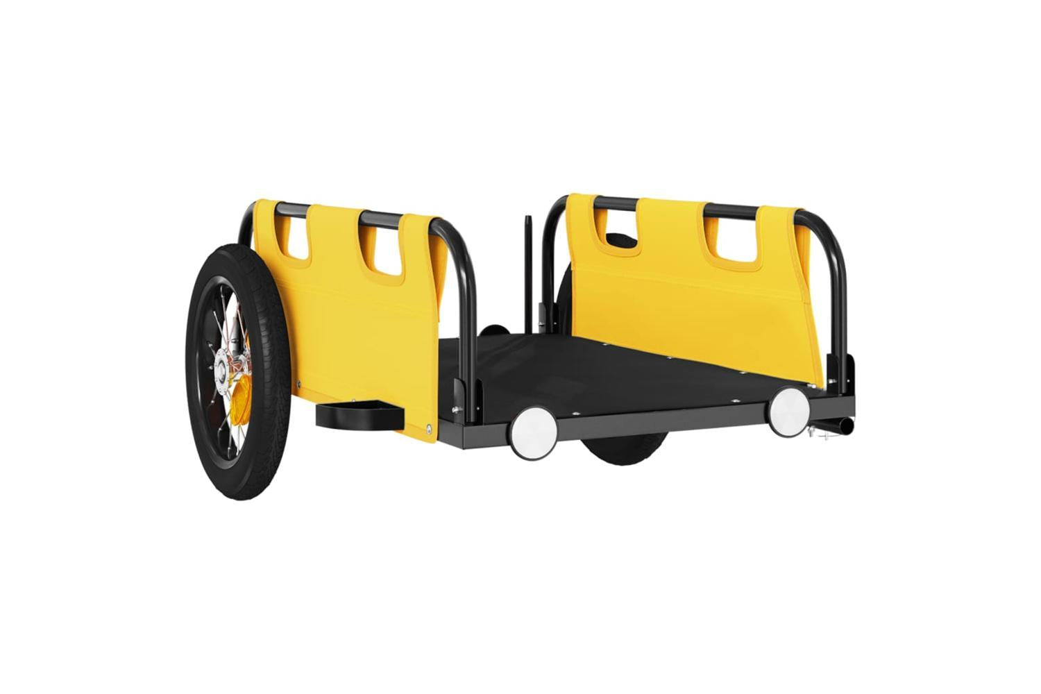 Vidaxl Bike Trailer Yellow Oxford Fabric And Iron-4